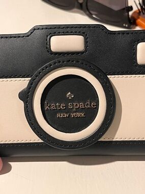 kate spade Black and Cream Camera-Inspired Crossbody Wallet